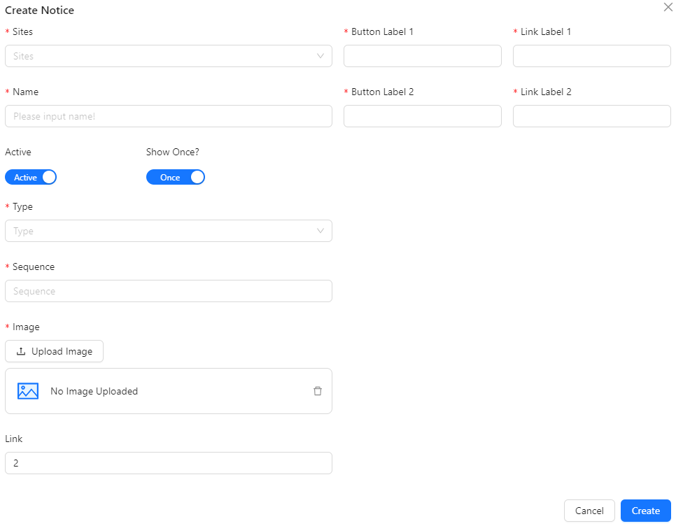 Create Notice with Link Image